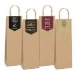 SACOLA PARA GARRAFA KRAFT C/ALÇA 13x35x8 + CARTAO + PIGMENTO       R8.9